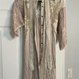 Zara Beige and Cream Maxi Dress